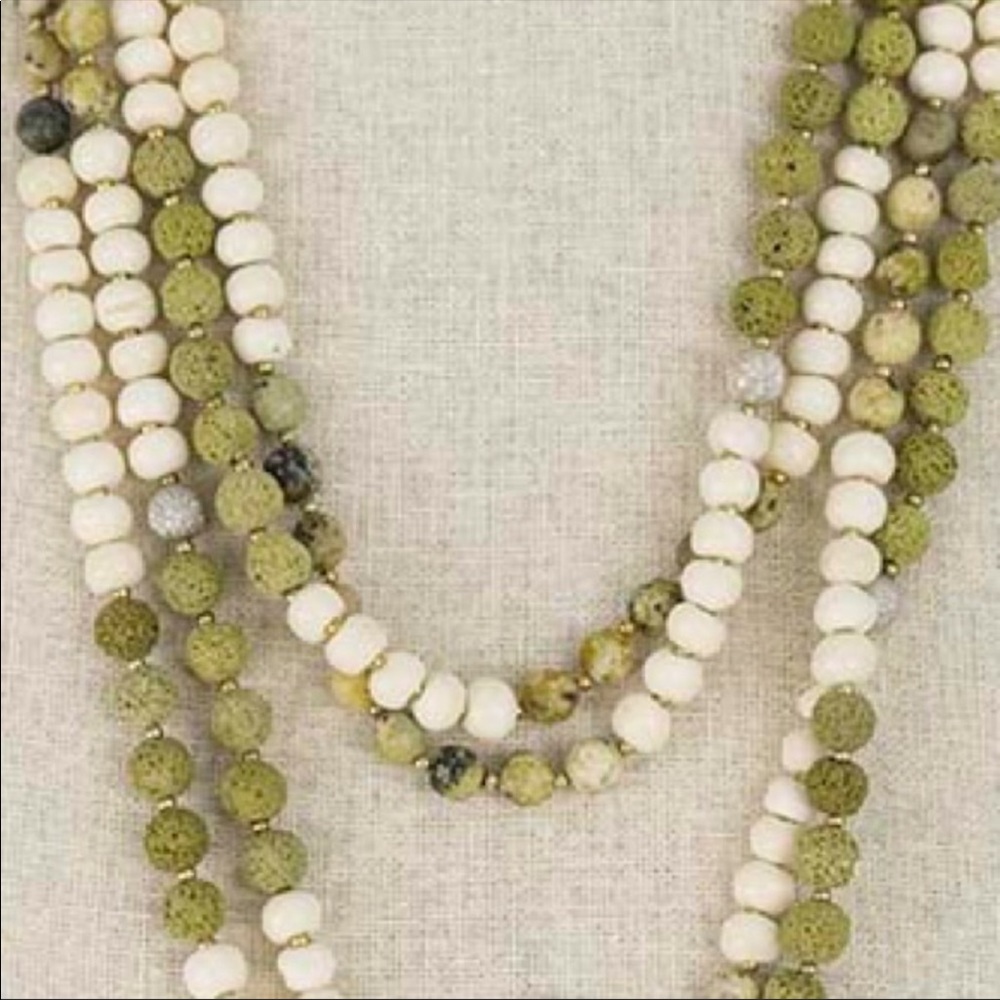 Necklace set/2strands lava and camel beads